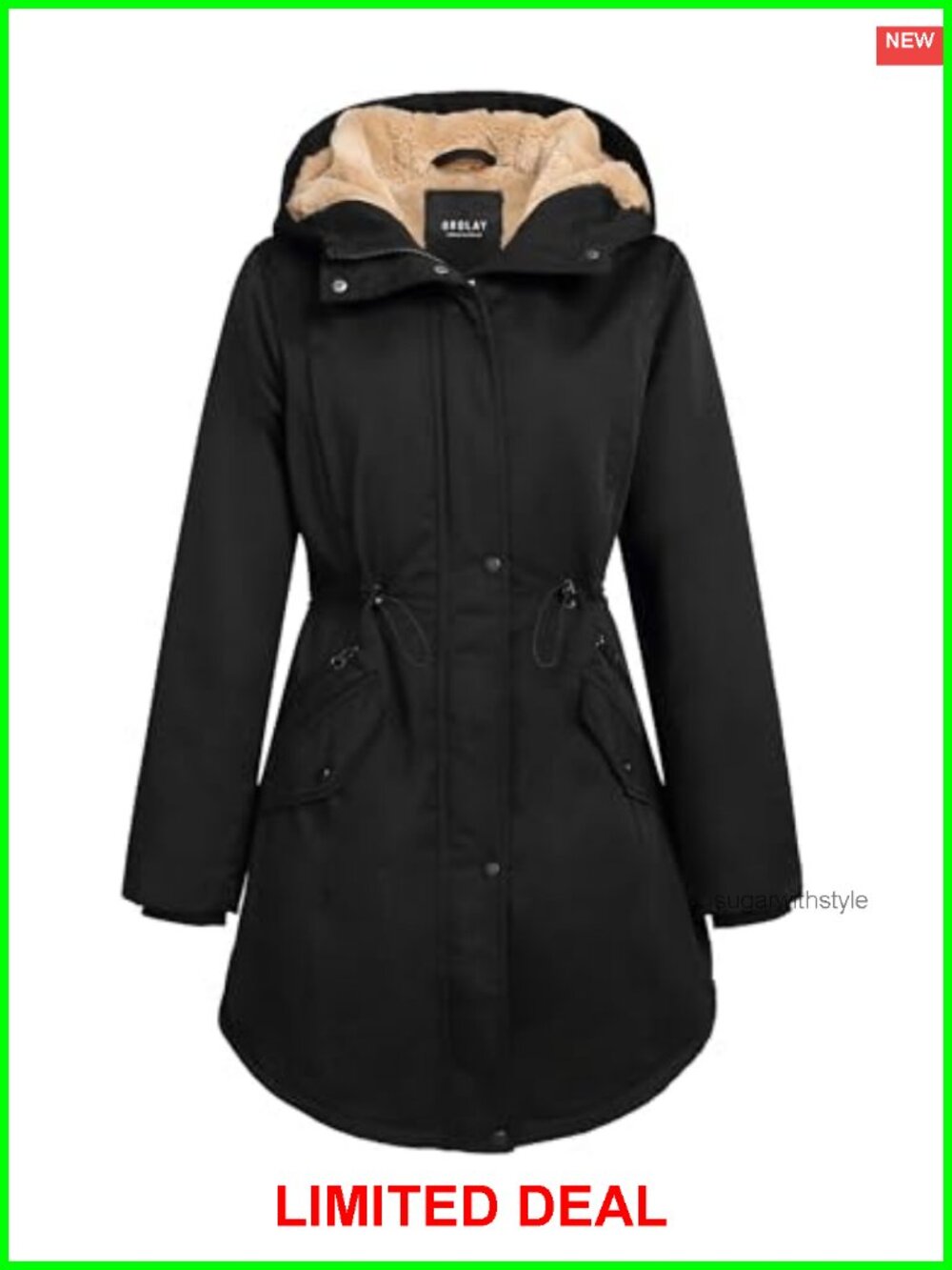 Women's Thicken Fleece Lined Parka Hooded Winter Coat Anorak